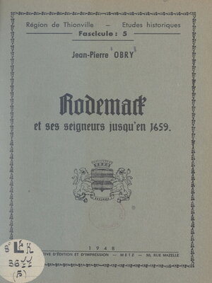 cover image of Rodemack et ses seigneurs jusqu'en 1659
